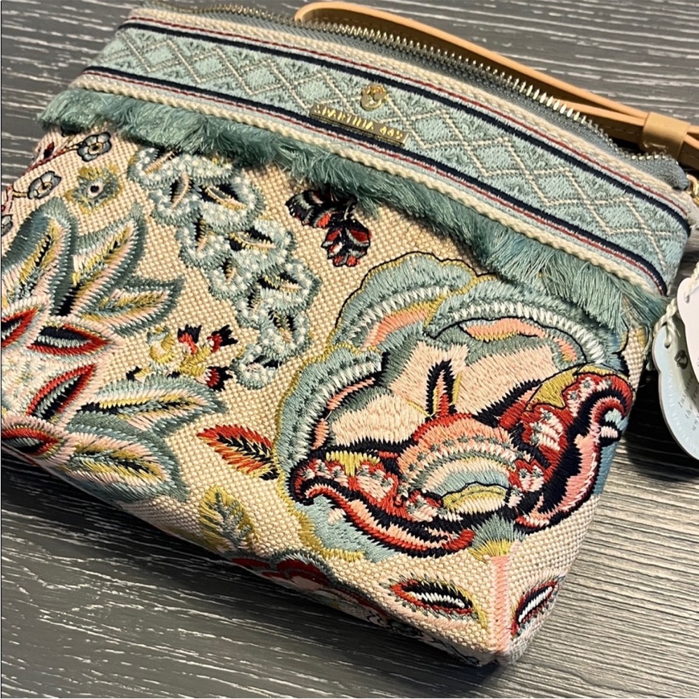 Spartina 449 Floral Embroidered wristlet Bag - Picture 2 of 8